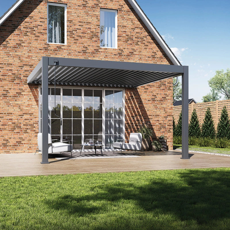 Pergola Bioclimatica Addossata Collezione VS 4x4M - V2 Antracite