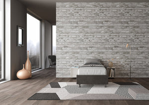 Letto Singolo Sommier 100x190 cm con Rete e Contenitore Azelia Grigio