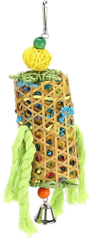 Giocattolo per uccelli in bambù intrecciato - Giocattolo per uccelli per pappagalli da distruggere - Giocattolo alimentare appeso per falchi e pappagalli.