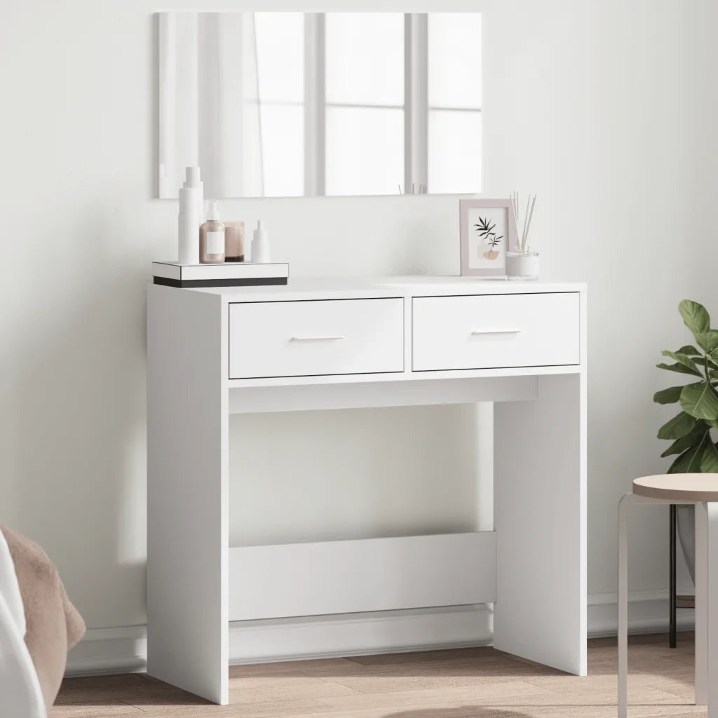 Toeletta con Specchio-Tavolo da Vanit¨¤ Bianco 80x39x80 cm
