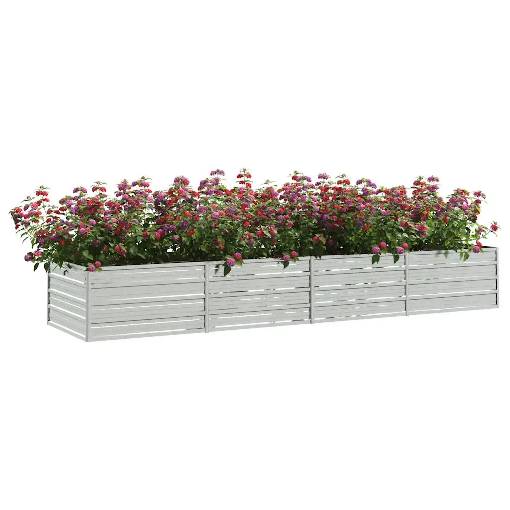 Fioriere | Cassetta per fiori | Letto Rialzato Giardino 320x80x45 cm in Acciaio Zincato Argento