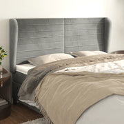 Testiera ad Orecchio-Testata con Orecchie Grigio Chiaro 203x23x118/128 cm in Velluto 664427