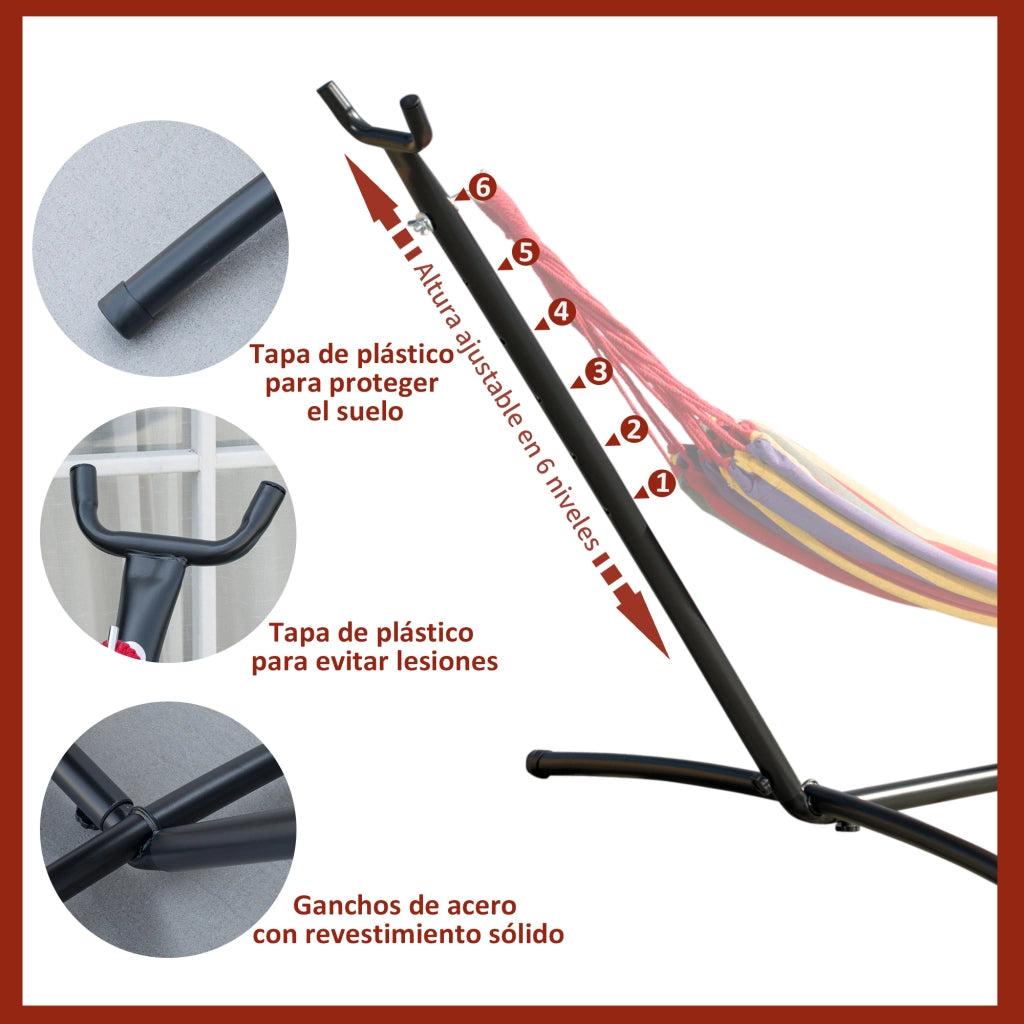 Supporto per Amaca in Metallo Aggiustabile ¨C zephmum ¨C 290x117x108 cm Nero