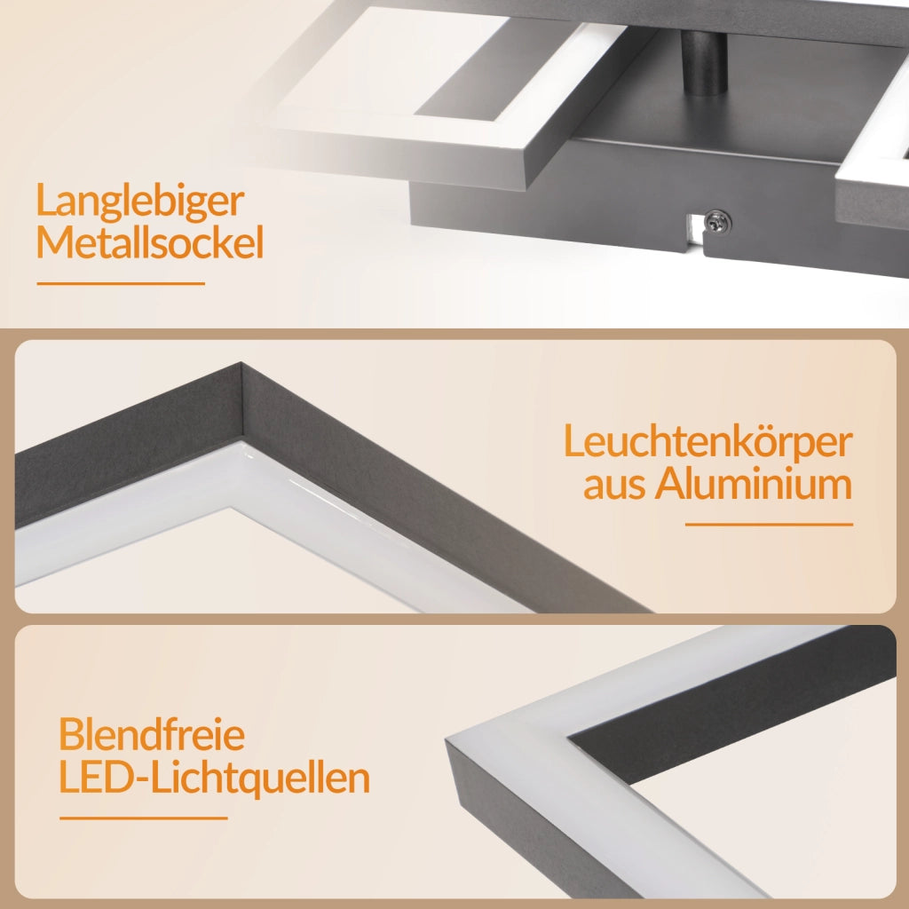 ZMH Lampada da Soffitto LED Dimmabile 43W Moderna Quadrata con Telecomando per Camera Soggiorno Cucina Ufficio