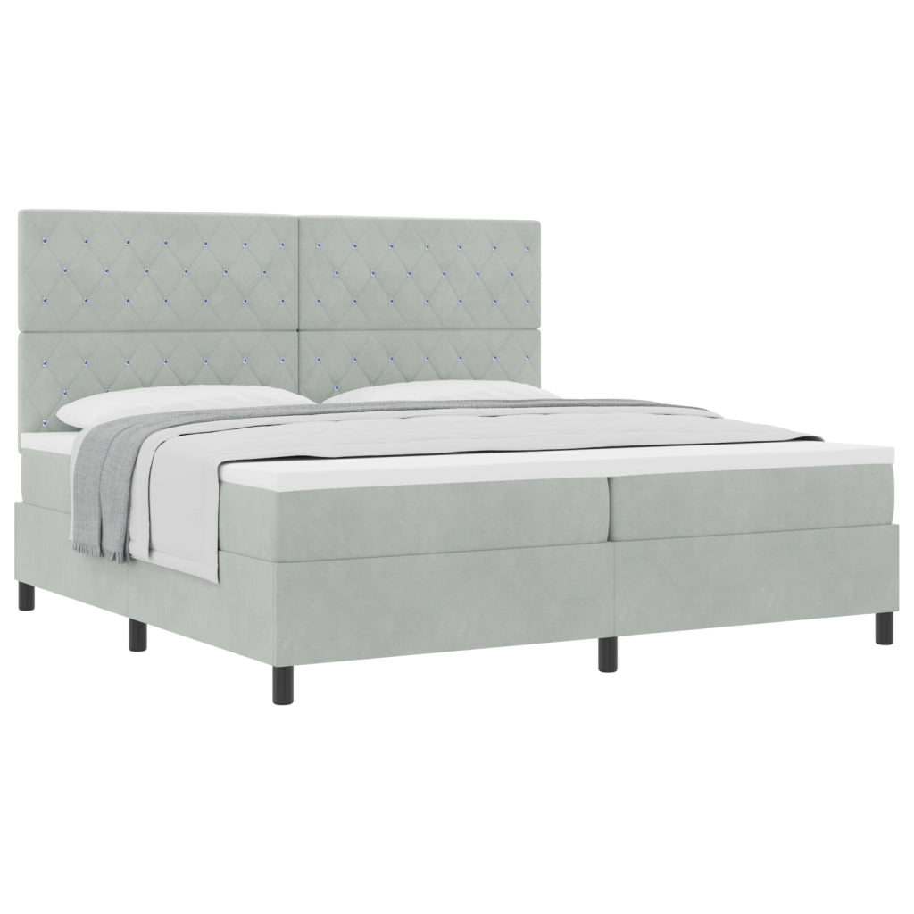 Letto a Molletta  con Materasso Grigio Chiaro 200x200 cm in Velluto