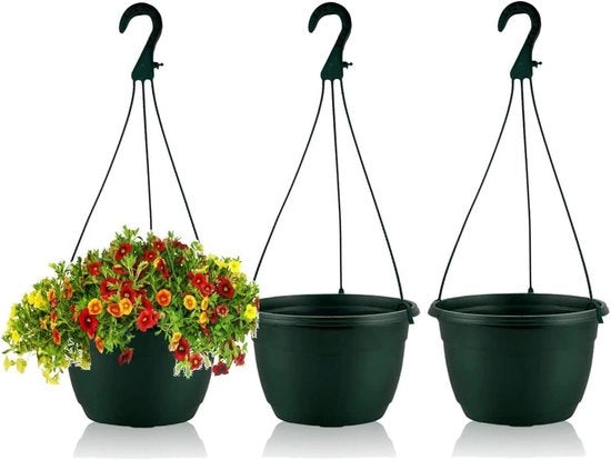 Set di Piantine in Plastica per Esterno e Interno, Resistenti al Gelido, 3 pezzi 20cm, Commerciale.
