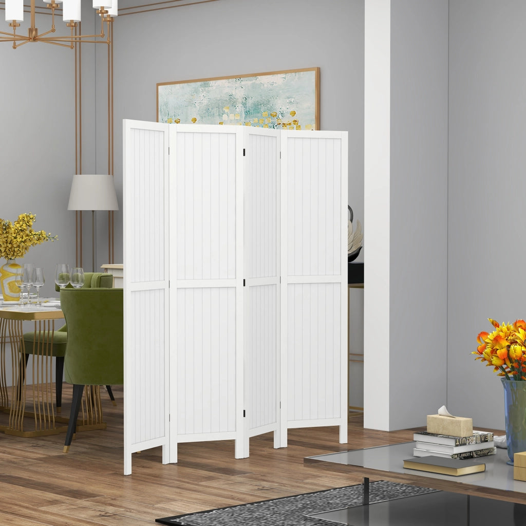 Paravento in legno ¨C zephmum ¨C 4 pannelli bianco 160x170 cm