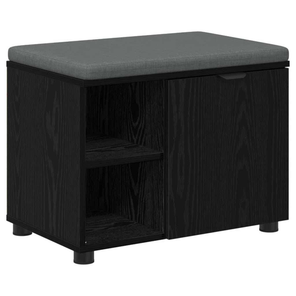 Panca per ingresso con cuscino-Sgabello-Panca da Corridoio Rovere Nero 60 x 38 x 46 cm 331765