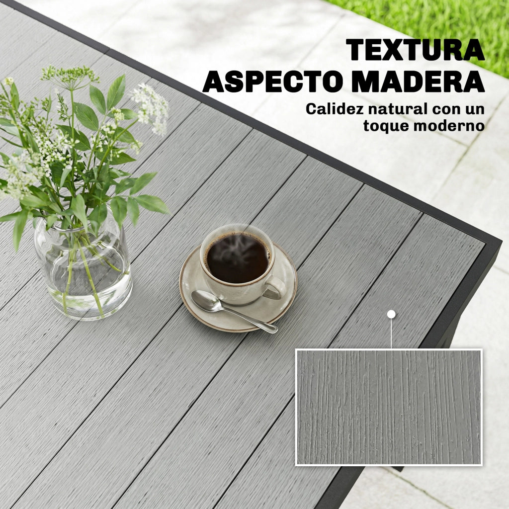 Tavolo da Pranzo da Giardino 6 Posti in Acciaio ¨C Zephmum ¨C Grigio 140x90x74 cm