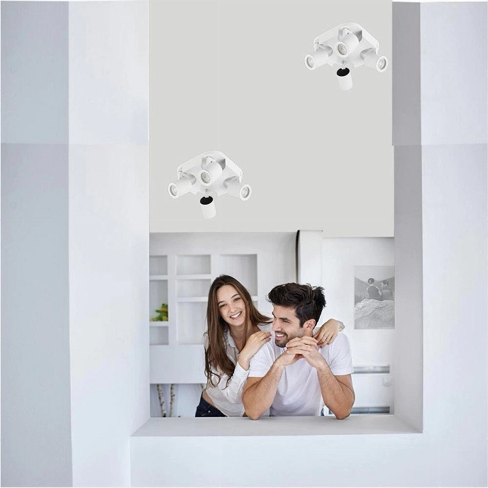 Trade Shop - Plafoniera 4 Diffusori Orientabile Soffitto Parete Lampada Gu10 Bianco Nero Th8805 -