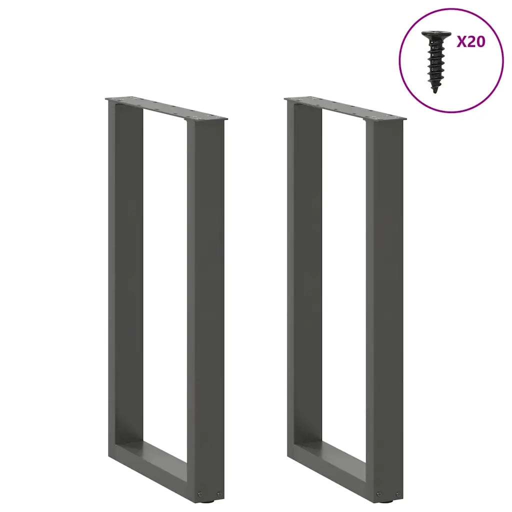 Gambe per tavolo da bar a forma di U 2 pz Antracite 40x(90-91) cm Acciaio 4013218