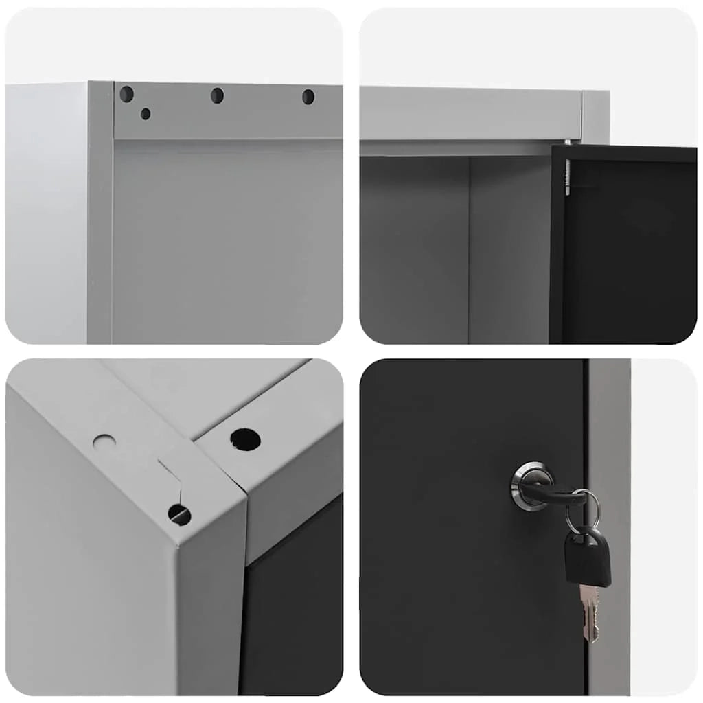 Armadio portautensili industriale da interno con ripiano regolabile 50 x 20 x 55 cm acciaio nero 02_0058026