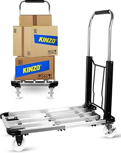 Carrello Portapacchi Pieghevole Portatutto 4 Ruote a Pianale Portata 150Kg Kinzo