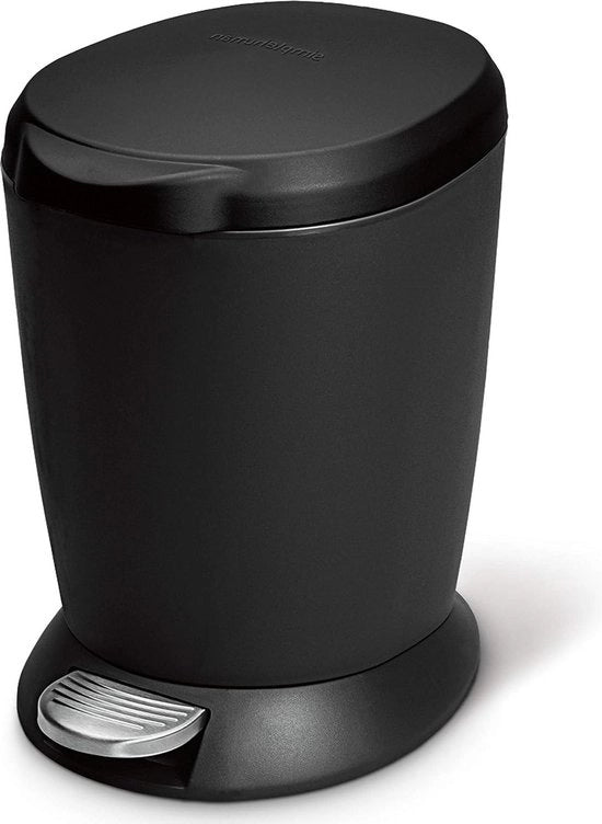 Pedaalemmer 6 litri - adatto a bagno, camera da letto e ufficio - pedale robusto in acciaio - raccolta acqua interna nera