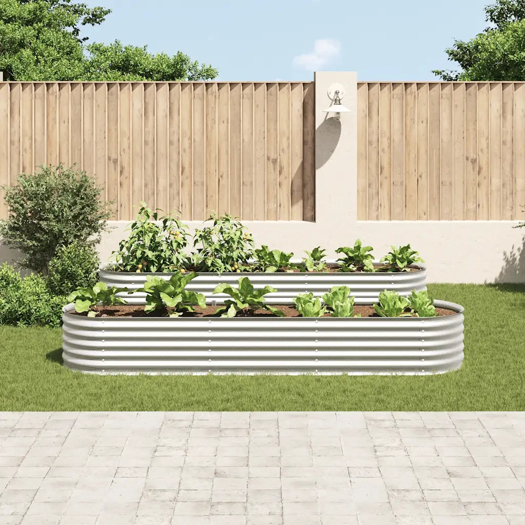 Fioriere | Cassetta per fiori | Letto Rialzato Giardino 320x80x44 cm in Acciaio Zincato Argento