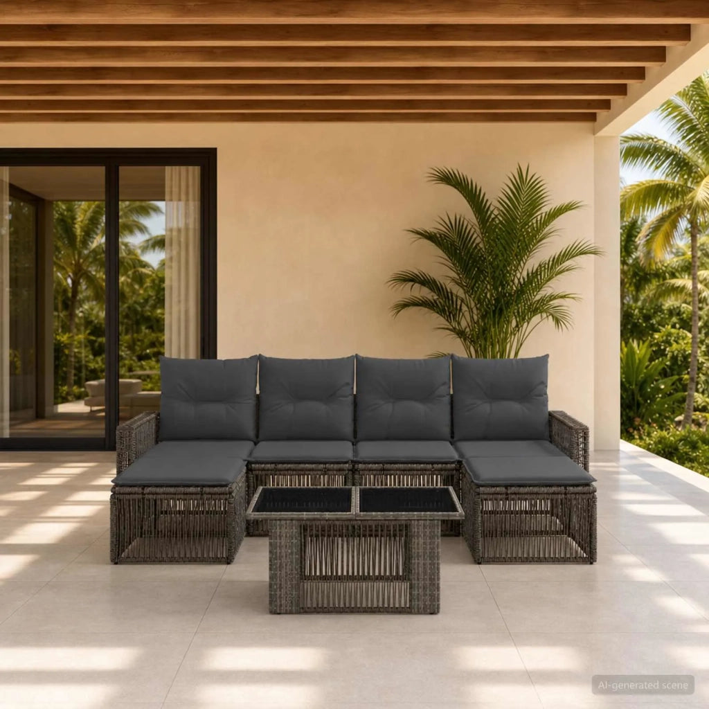 Set Divano da Giardino 7 pz Grigio e Grigio Scuro polyrattan 3436829