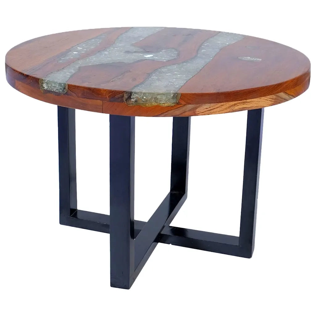 Tavolino da CaffÃ¨ in Legno di Teak Solido e Resina 60 cm