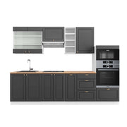 Cucina componibile Fame-Line Antracite-oro/Bianco 280 cm, PL Rovere Vicco