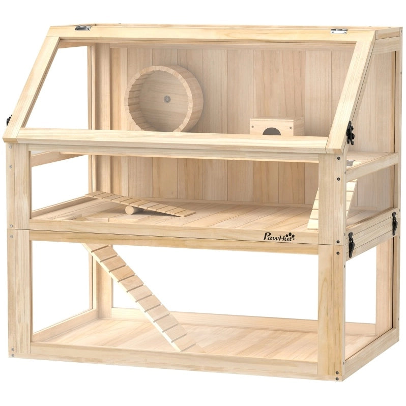 Gabbia in legno a 3 livelli per criceti 80x50x76 cm