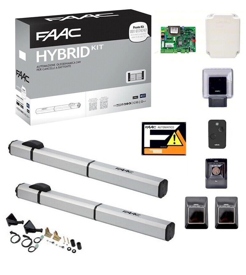 KIT AUTOMAZIONE PER CANCELLI A BATTENTE 24V HYBRID KIT FAAC 105683 AUTOMATISMI