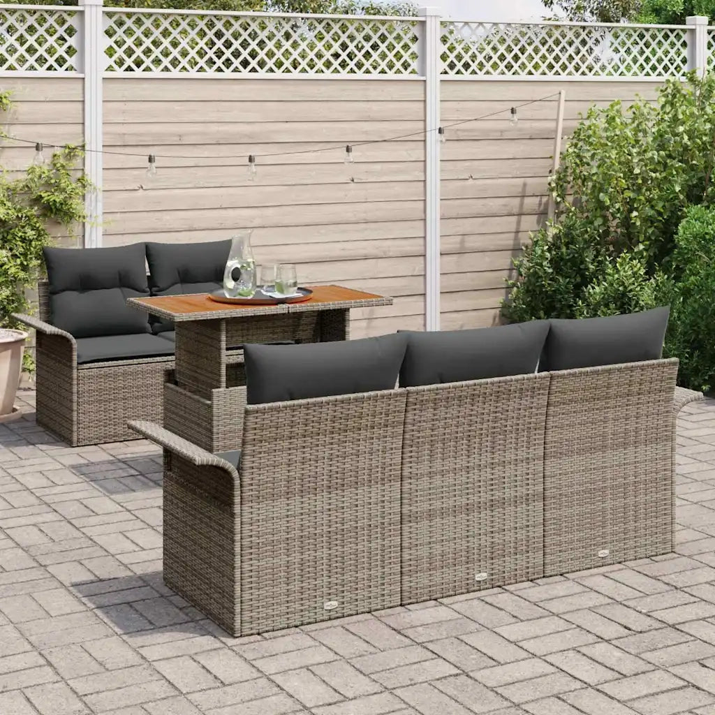 Set Divano da Giardino 6 pcs Grigio Poly Rattan 3358008