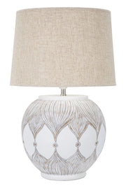 Lampada da Tavolo Rot. Atene 38x59x38 cm in Poliresina Bianco/Marrone