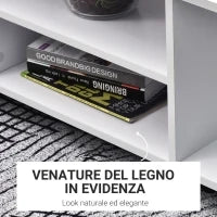 Mobile TV Moderno con Ripiani, Mobiletto Porta TV da 42" con Ruote Girevoli a Freni, 2 Piccolo Ripiani Laterali per Soggiorno e Camera da Letto, 80x40x40 cm, Bianco