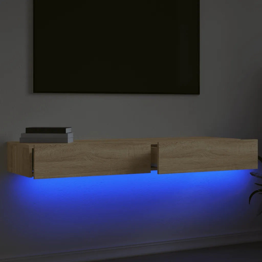 Mobili Porta TV con Luci LED 2pz Rovere Sonoma 60x35x15,5 cm 842891