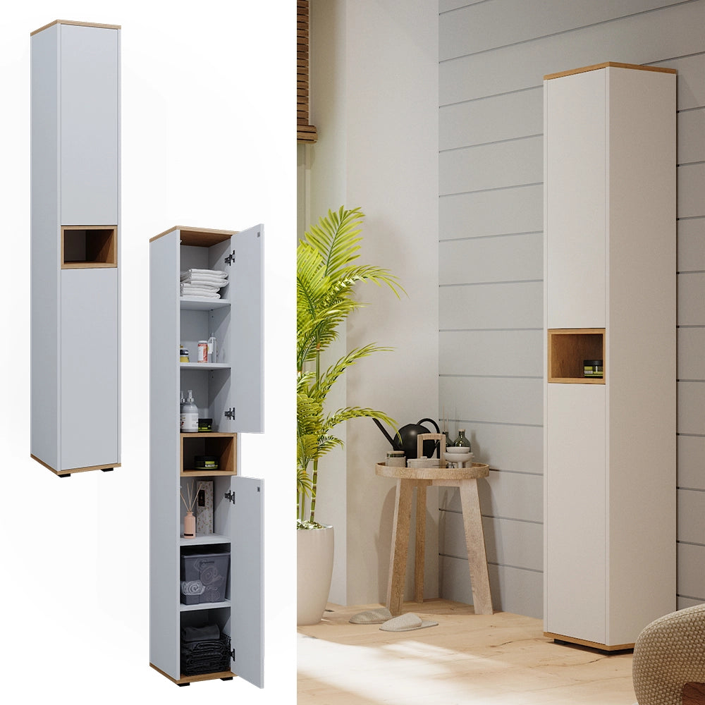 Vicco Armadio per il bagno Bianco/Artisan 30 x 192 cm con 2 porte