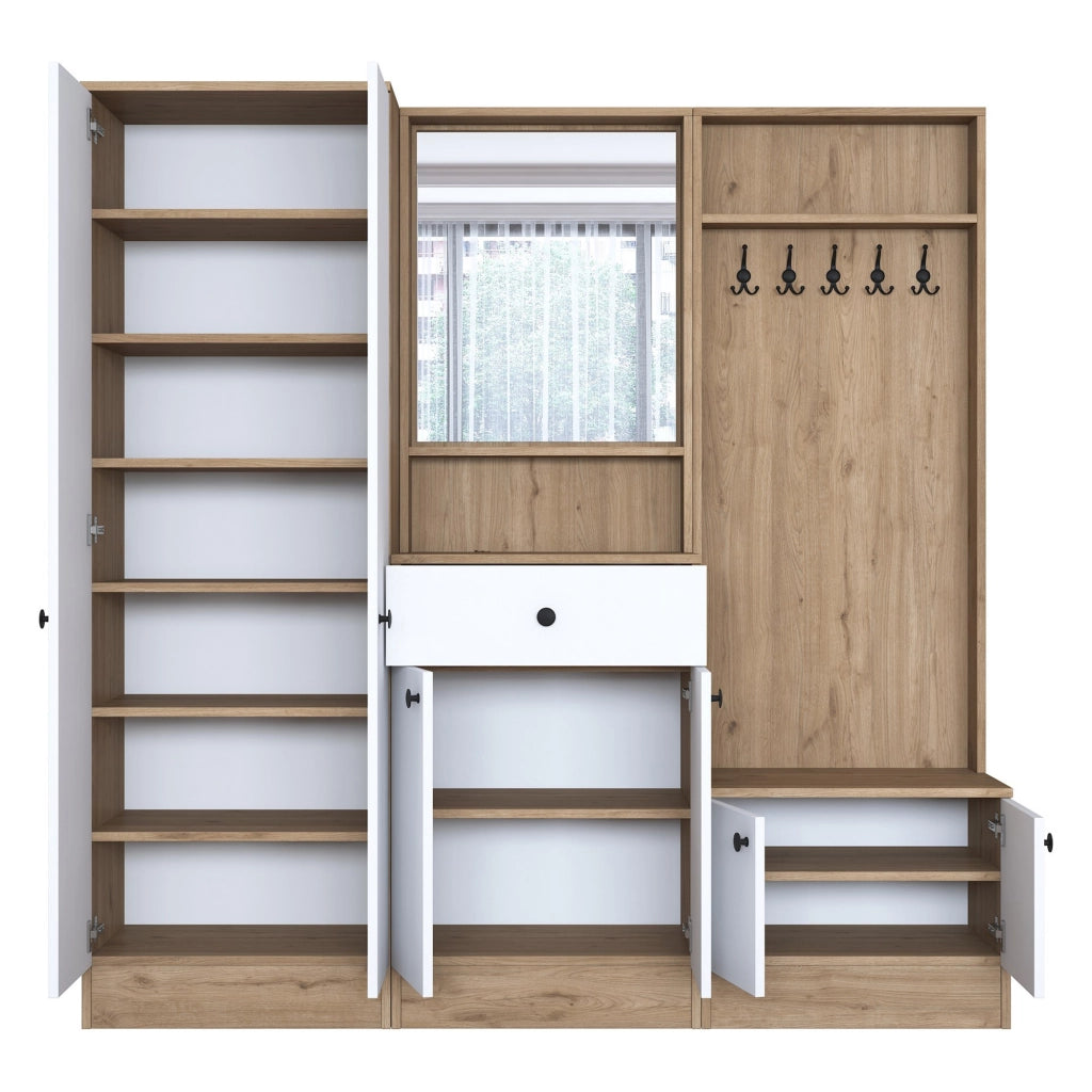 Elmas, Mobile da Ingresso Specchio Incluso, 179x36x183h cm Bianco