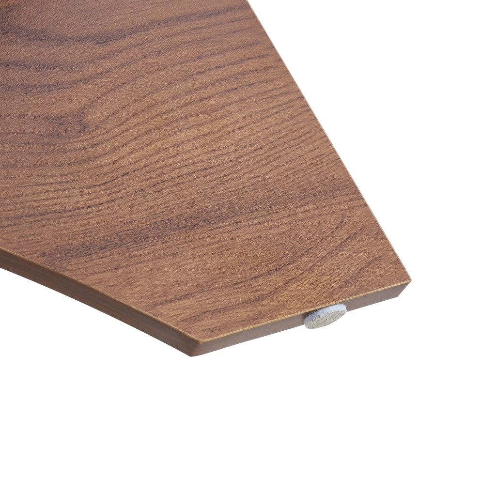 Tavolino da caffè ovale in vetro di sicurezza e MDF color noce con ripiano inferiore
