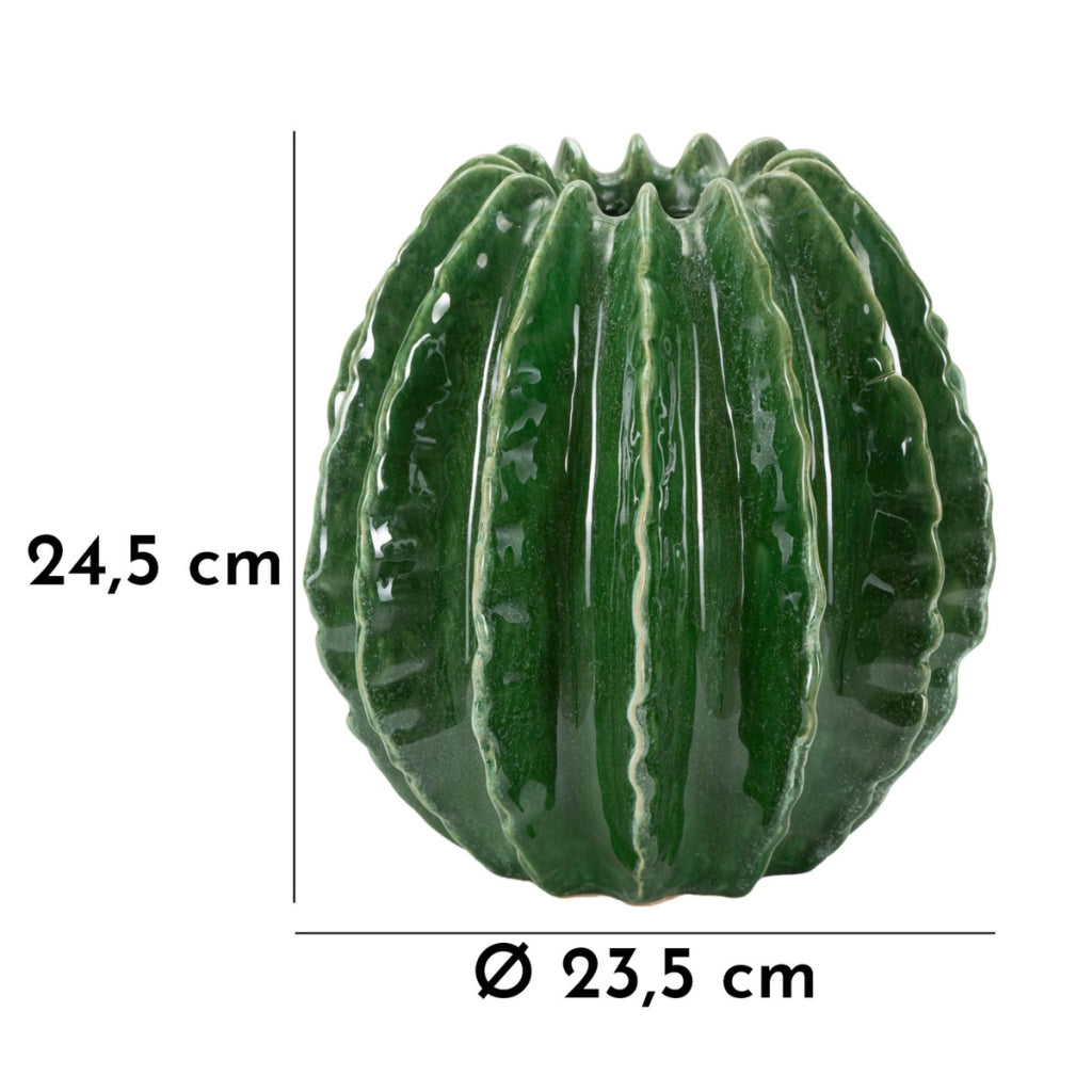 Vaso Decorativo VKH820, Verde, Ceramica, 23,5x23,5x24,5 cm