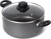 Piatto antiaderente grande 45 l 24 cm con coperchio in vetro e supporto in silicone - fondo in alluminio con base in induzione - maniglie termoresistenti