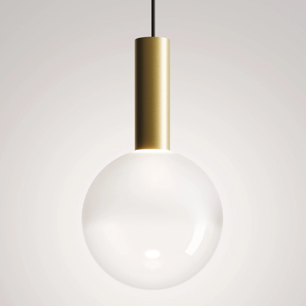 Zafferano Lampada a sospensione Sfera in vetro borosilicato soffiato a bocca con finitura oro e trasparente sabbiato 8W LED TRIAC 2700K
