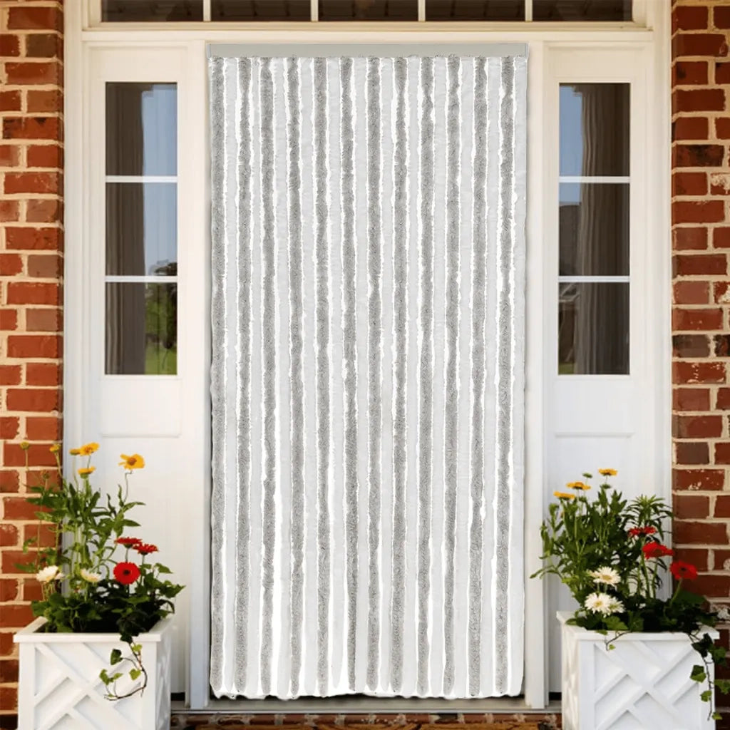 Tenda Antimosche Grigia Chiaro e Bianca 100x200 cm in Ciniglia CFW7049334