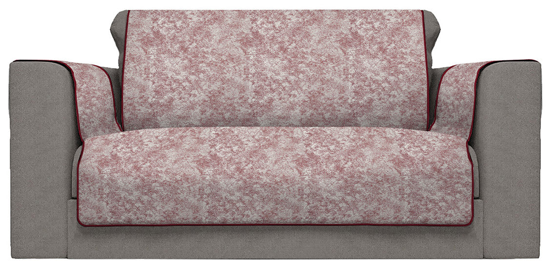 Copridivano con Copri Braccioli Seduta 230 cm in Poliestere e Cotone Bordeaux