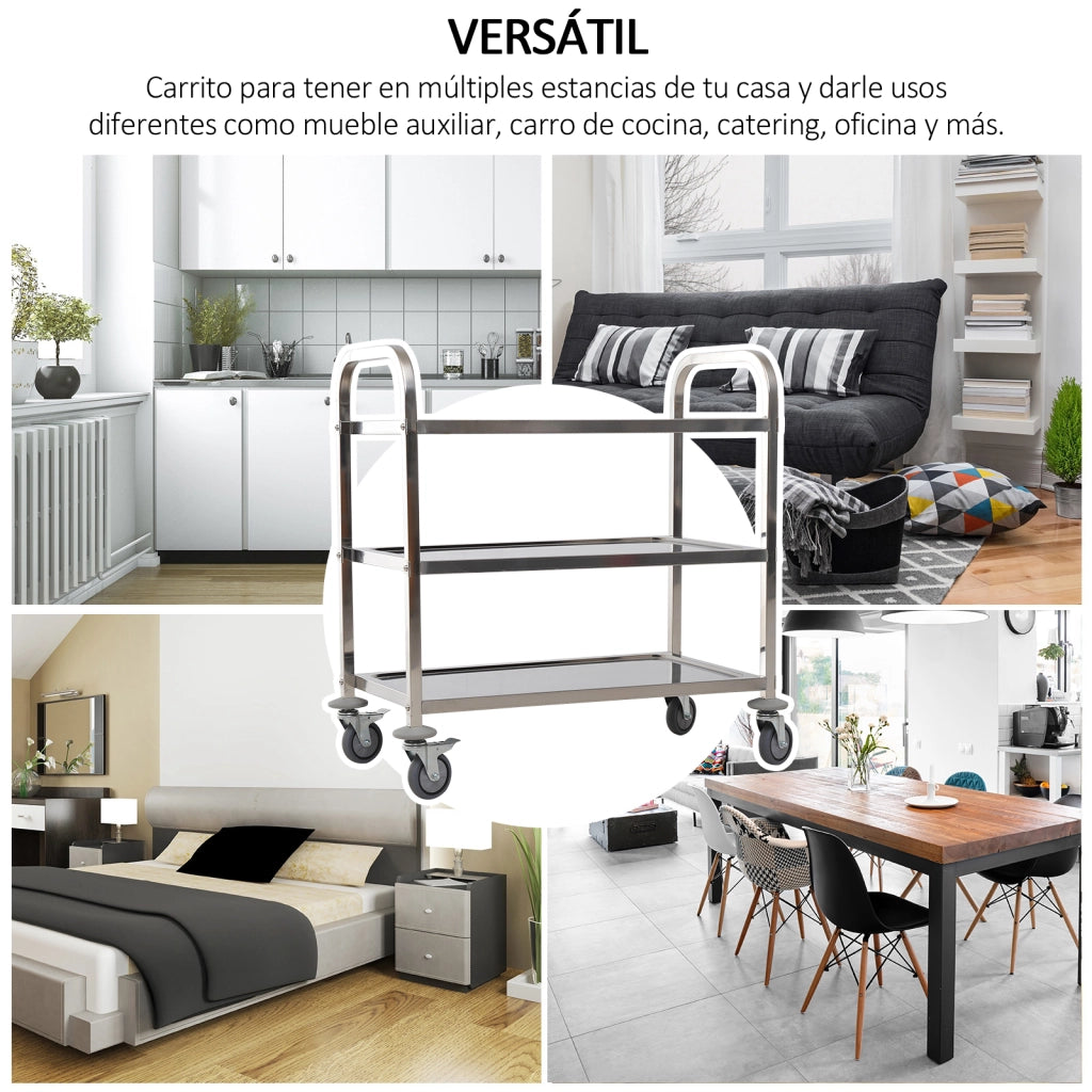 Carrello Portavivande ¨C Minimal ¨C Acciaio Inox 90,5x50,5x88,2 cm