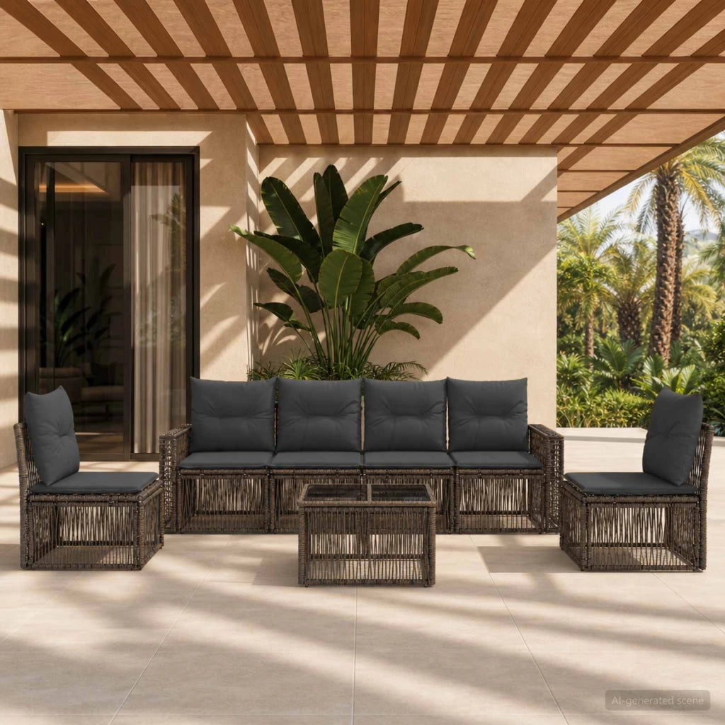 Set Divano da Giardino 7 pz Grigio e Grigio Scuro polyrattan 3435089