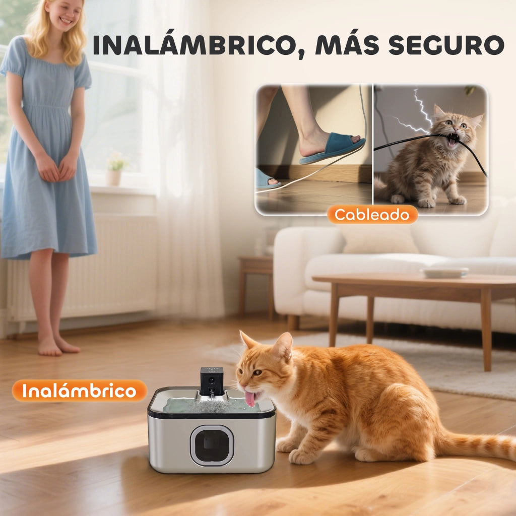 Fontana per Gatti Automatica ¨C zephmum ¨C Acciaio Inox 5L LED Filtro