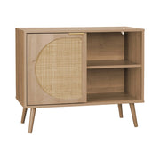 Credenza scandinava con decoro, legno arrotondato, 80cm, marrone