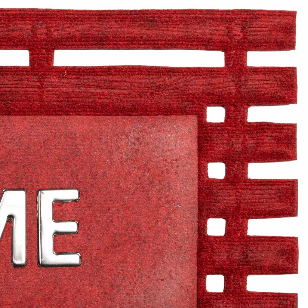 Zerbino in fibra e gomma con metallo rosso 75x45
