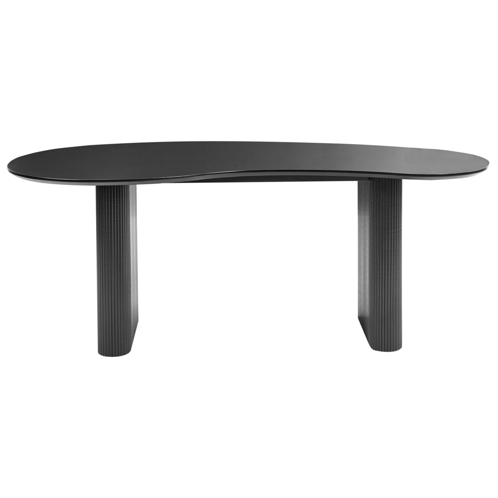 Tavolo da pranzo moderno 198 x 93 cm Forma irregolare Gambe nervate industriali MDF nero