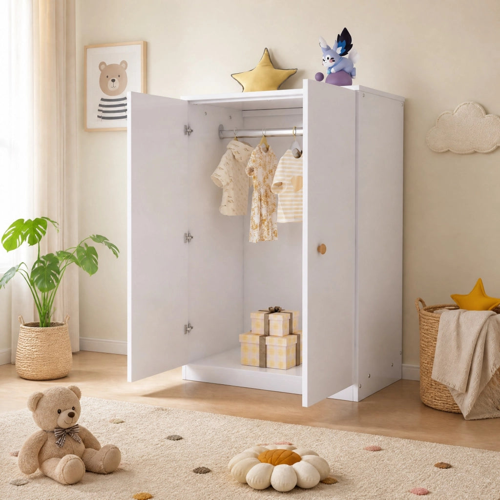 Armadio compatto a 2 ante con barra appendiabiti; 80 x 50 x 120 cm; bianco