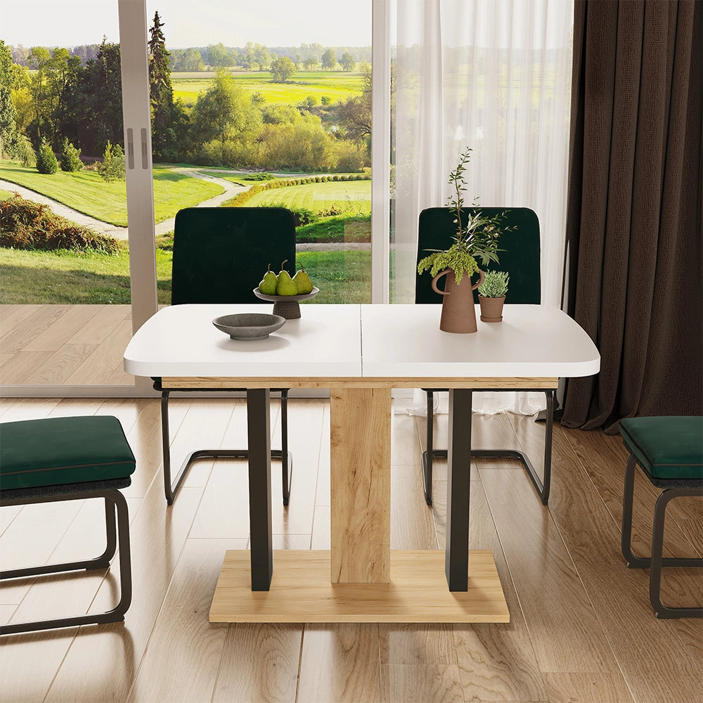 Vicco Tavolo da pranzo Estensibile Rovere bianco/nero/Goldkraft 120/160 x 80 cm 2 parti