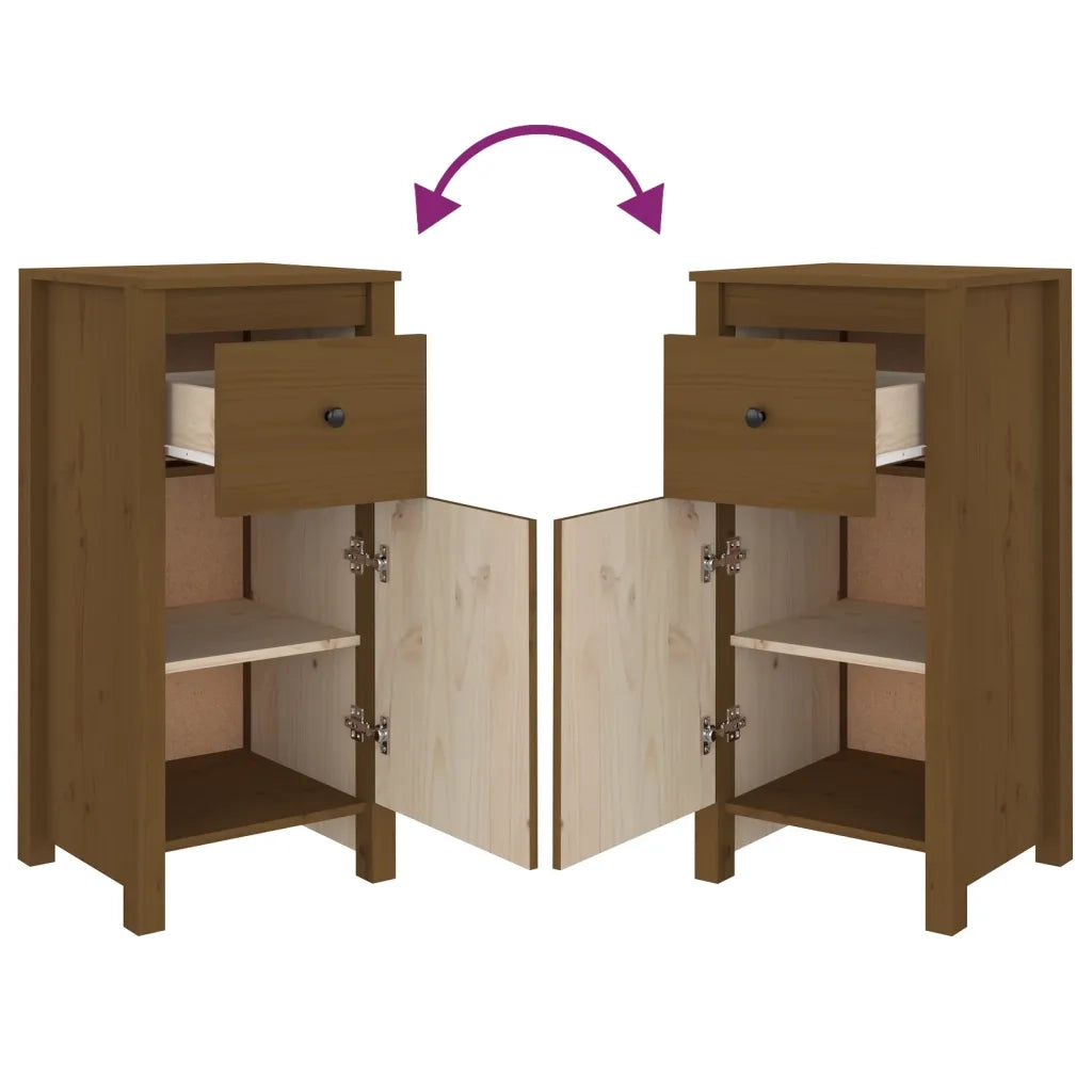 Credenza Marrone Ambrato 40x35x80 cm in Legno Massello di Pino 813760