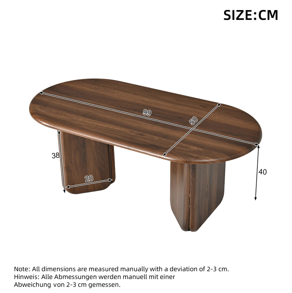 Tavolino da caffè ovale in MDF color noce 99 × 50 × 40 cm