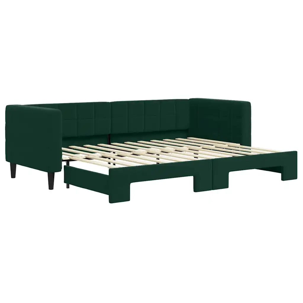 Divano Letto con Letto Estraibile Verde Scuro 80x200cm Velluto 3196686