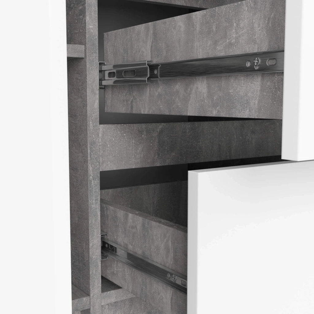 Cassettiera AKORD K100 Cemento 101 cm 2 ante 3 cassetti inserto frontale Bianco 101x35x76 cm