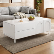 Tavolino da caffè rettangolare 100x50 cm con 2 cassetti e 2 ante bianco HAVRYA