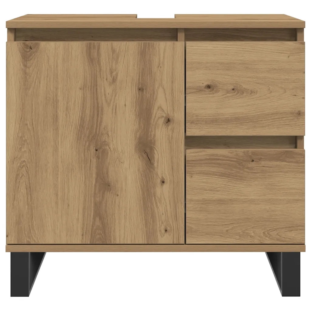 Armadietto da Bagno Rovere Artigianale 65x33x60cm in Truciolato 857230